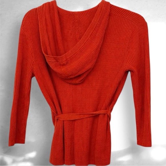 Etcetera Orange Ribbed Hooded Cozy Sweater – Tie Waist – XS - NWT! - Picture 2 of 5